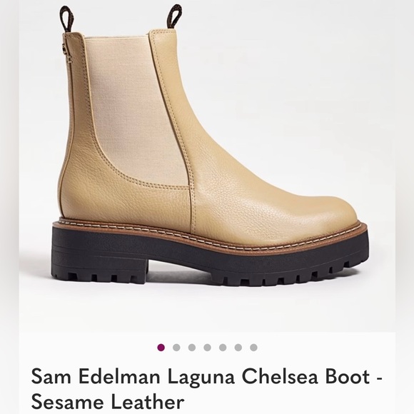Sam Edelman Laguna Leather Chelsea Lug Boot Sesame Color Winter NWOT Size 6.5 - Picture 1 of 13